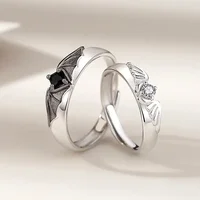 Fashion Delicate Trendy Niche Personalized Couple Angel and Demon Couple Opening Adjustable Rings Jewelry Gift Accessories