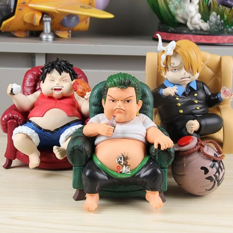 

New One Piece Anime Figures Fat Zoro Luffy Sanji Figure 15cm Pvc Figurine Collectible Model Decoration Manga Decoration Toy Gift
