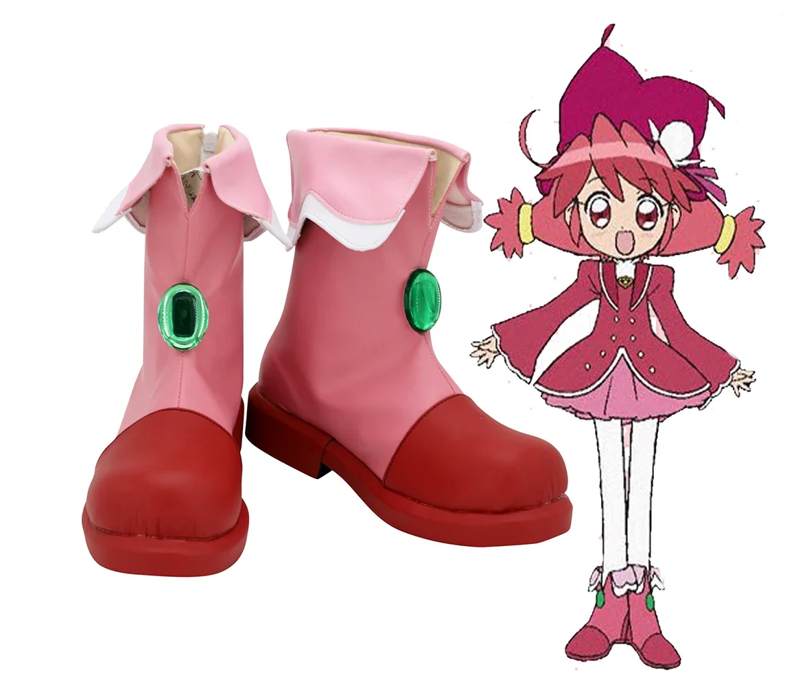 

Fushigiboshi no Futagohime Fine Fain Cosplay Boots Pink Leather Shoes Custom Made Any Size