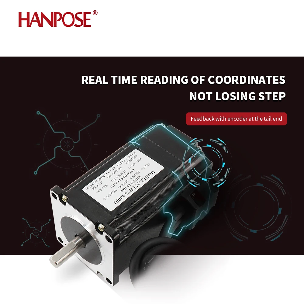 폐쇄 루프 스텝-서보 모터 NEMA23 스테퍼 모터 4.0A 2.2N.m 57EH76-Z + CL57-Z 드라이버 이중 출력 CNC 제어 키트