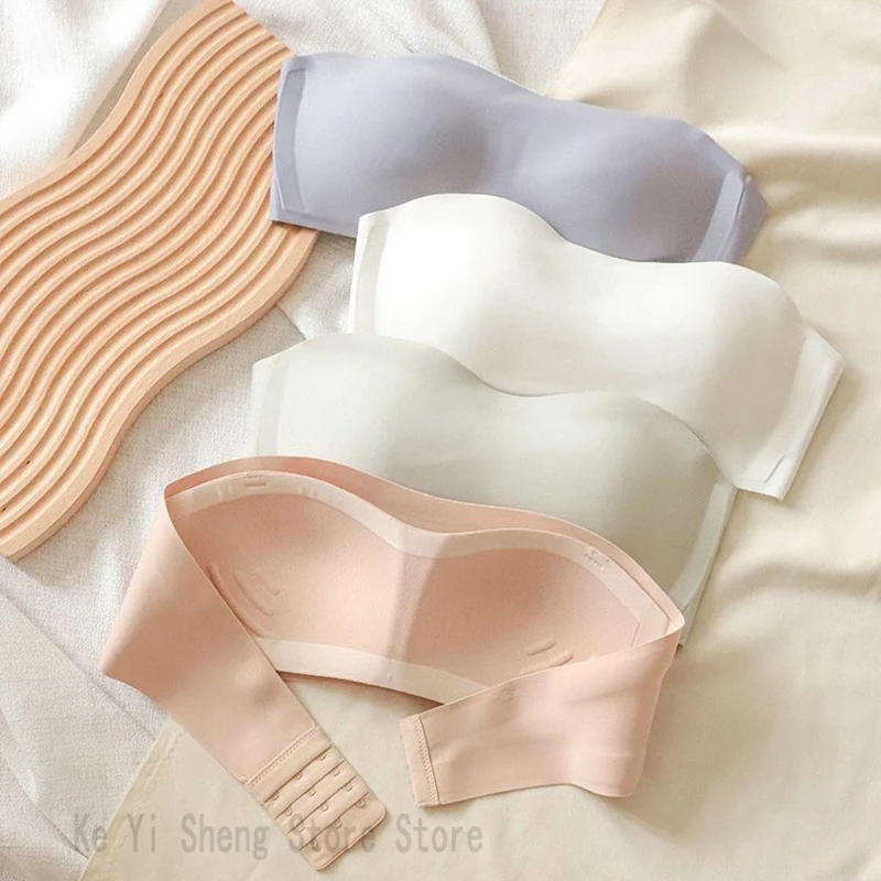 Womens Bra Strapless Women's No-scar No-steel Rims Top Support Close-fitting Bra Small Breasts Larger Detachable Shoulder Straps