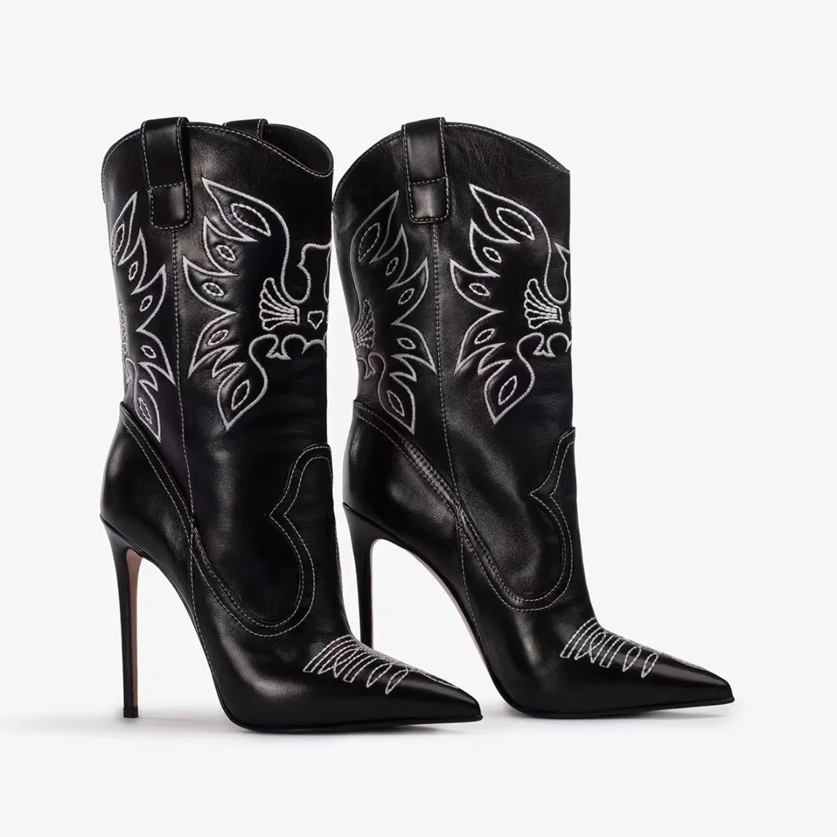 【mnem】1101 Stiletto Western Long Boots (7 cm) Amazon.com | MOYOWEI Women's Knee High Denim Cowboy Boots