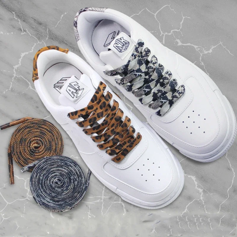 Animal Patten Sneakers Canvas Shoe Lace Leopard Print Shoelaces Flat Leopard Zebra Tiger Snake Shoelaces