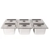6 Pack Anti-Jam Slotted Hotel Pans with Lids, 1/6 Size 4 Inch Deep, Commercial 18/8 Stainless Steel Steam Table Food Pan 3
