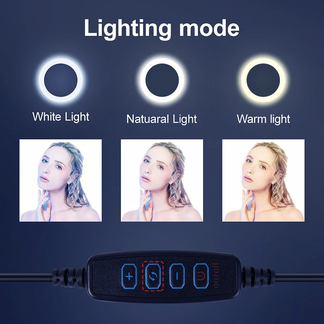 Dimmable LED Selfie Ring Fill Light Phone Camera Lamp With Tripod For Makeup Video Live Tik Tok 3