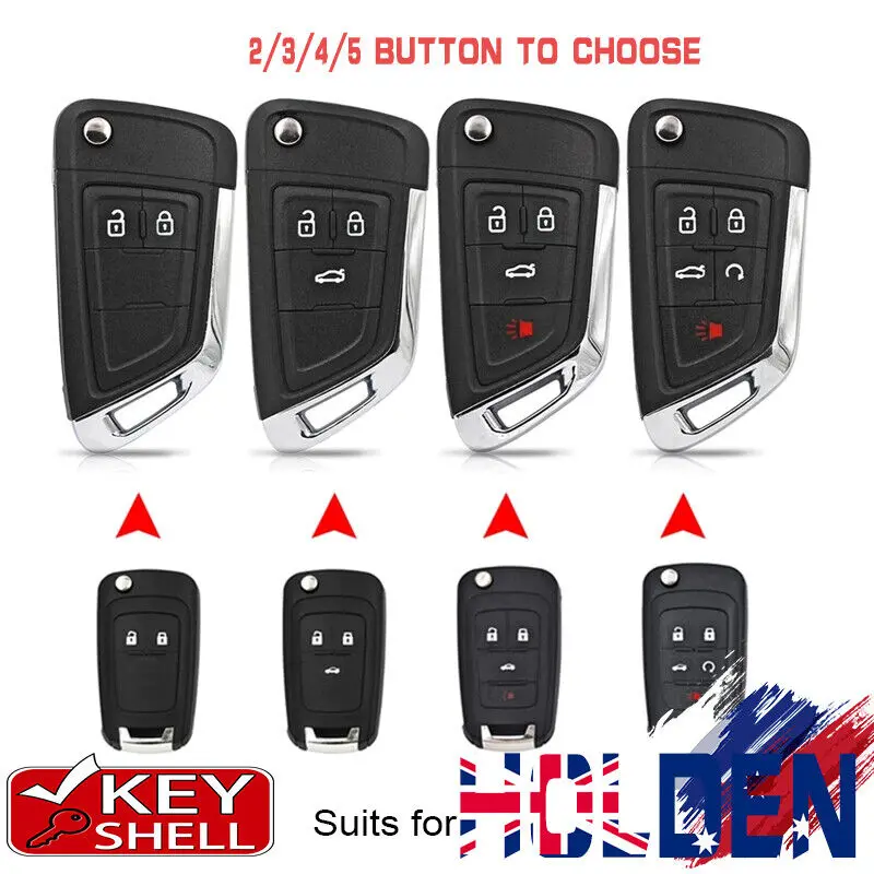 

KEYECU 2B/3B/4B/5B Key Shell Replacement Flip Remote Key Case for Holden Commodore VF Cruze Colorado Barina 2009-2014