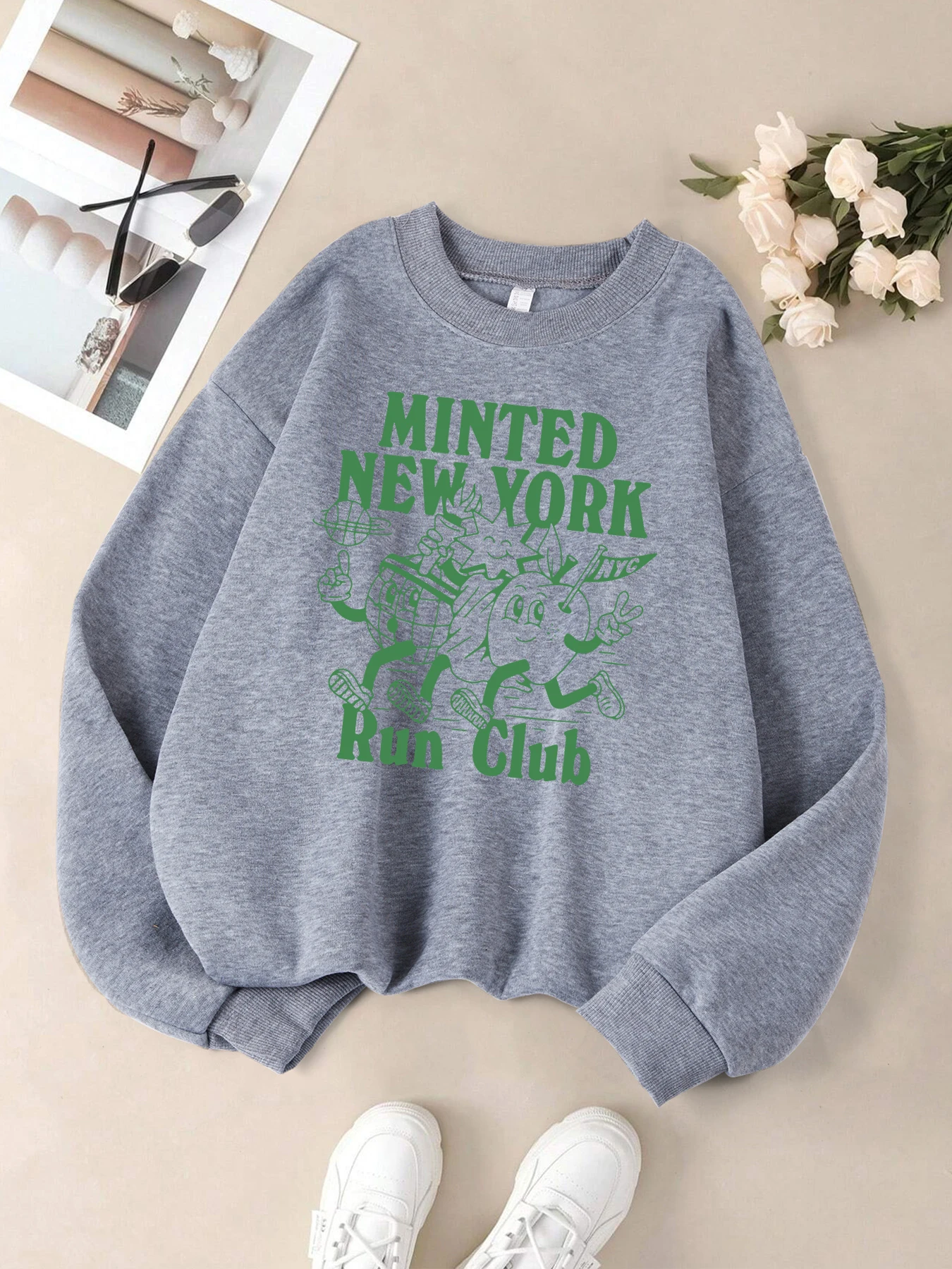 New York Run Club Druck Streetwear Frauen Mehrfarbige Sport Sweatshirts Herbst Casual Sweatshirt Verdicken Y2K Streetwears – Detail 9