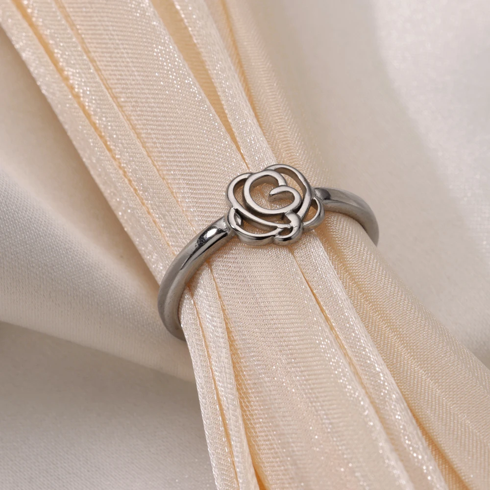 Hollow Rings Stainless Steel Gold Color Aesthetic