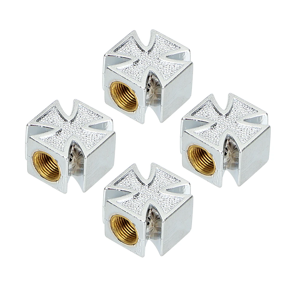 Set of 4 Universal Cross Style Tire Valve Caps