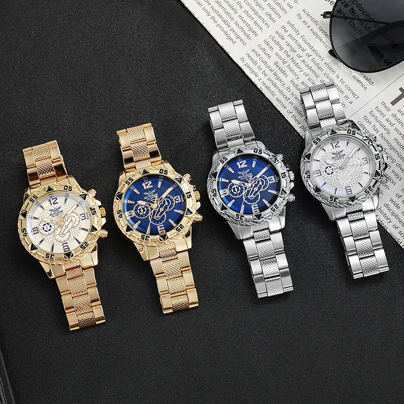 1pc Men's Business Watch Fashion Stainless Steel Men's Sports Quartz Watch 2