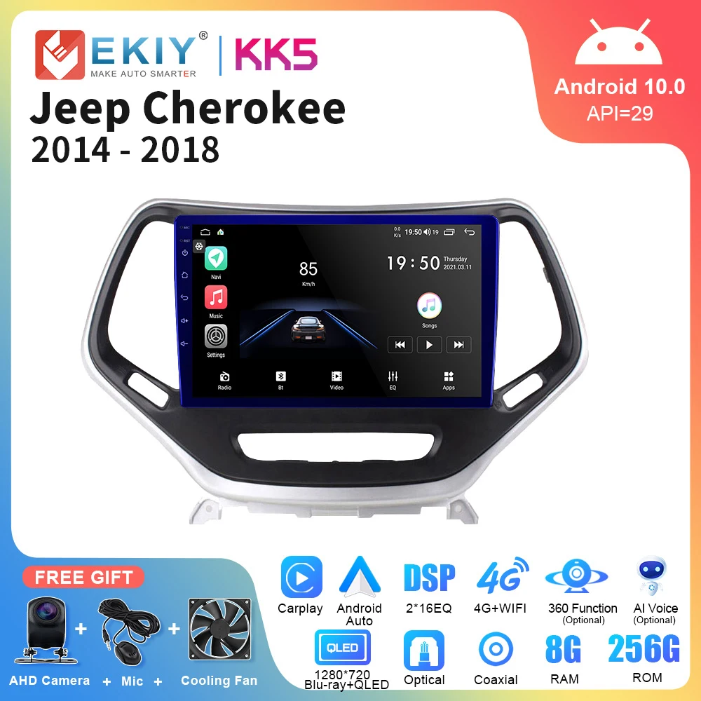 

EKIY KK5 2 Din Android Auto Radio For Jeep Cherokee 5 KL 2014 - 2018 GPS Navi Multimedia Video Player Stereo Carplay 2din DVD HU