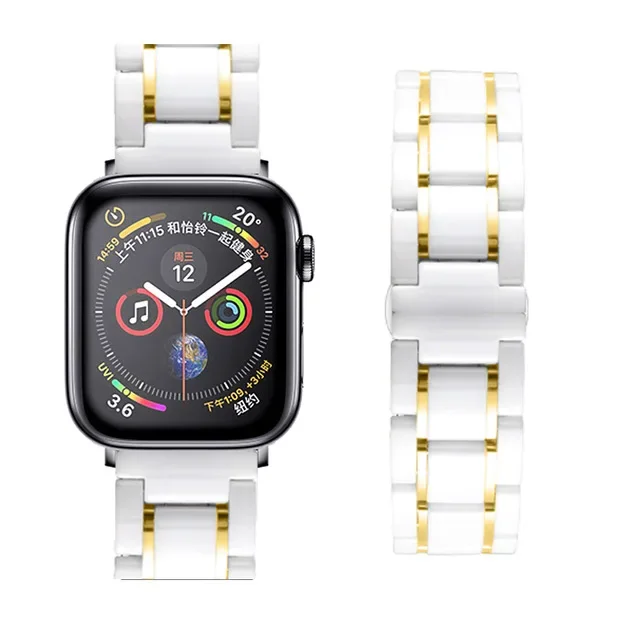 Ceramic＋Metal Strap For Apple Watch Ultra2 49mm 45mm 44mm 41mm 42mm 40mm 38mm Bracelet Band iWatch Series 9 8 7 6 5 4 3 SE band