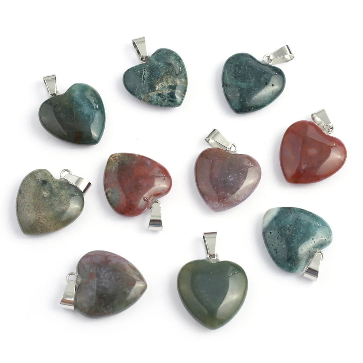 

3Pcs Small Pendant Natural Stone Heart-Shaped Indian Agates Pendat For Jewelry Making DIY Necklace Bracelet Earrings Accessory