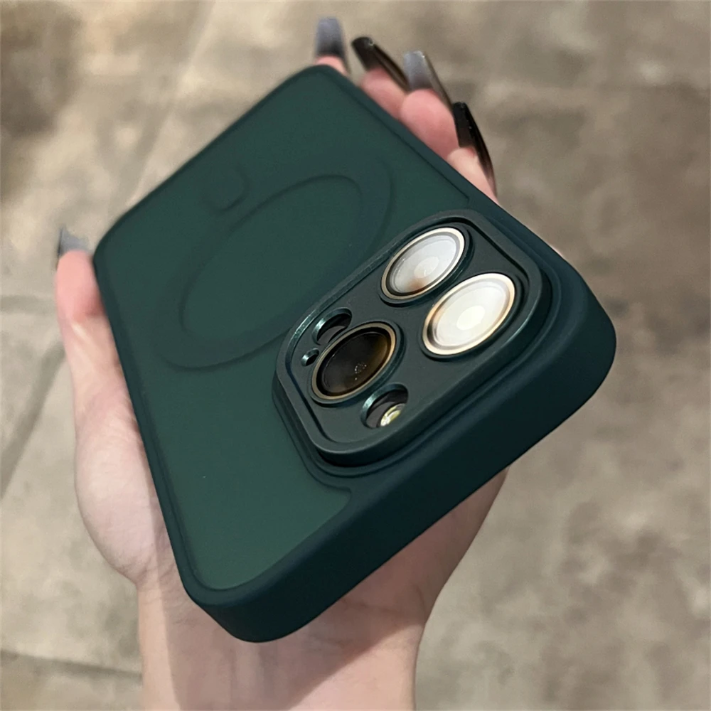 Matte Magnetic Phone Case with Wireless Charge and Camera Protector Bumper Cover