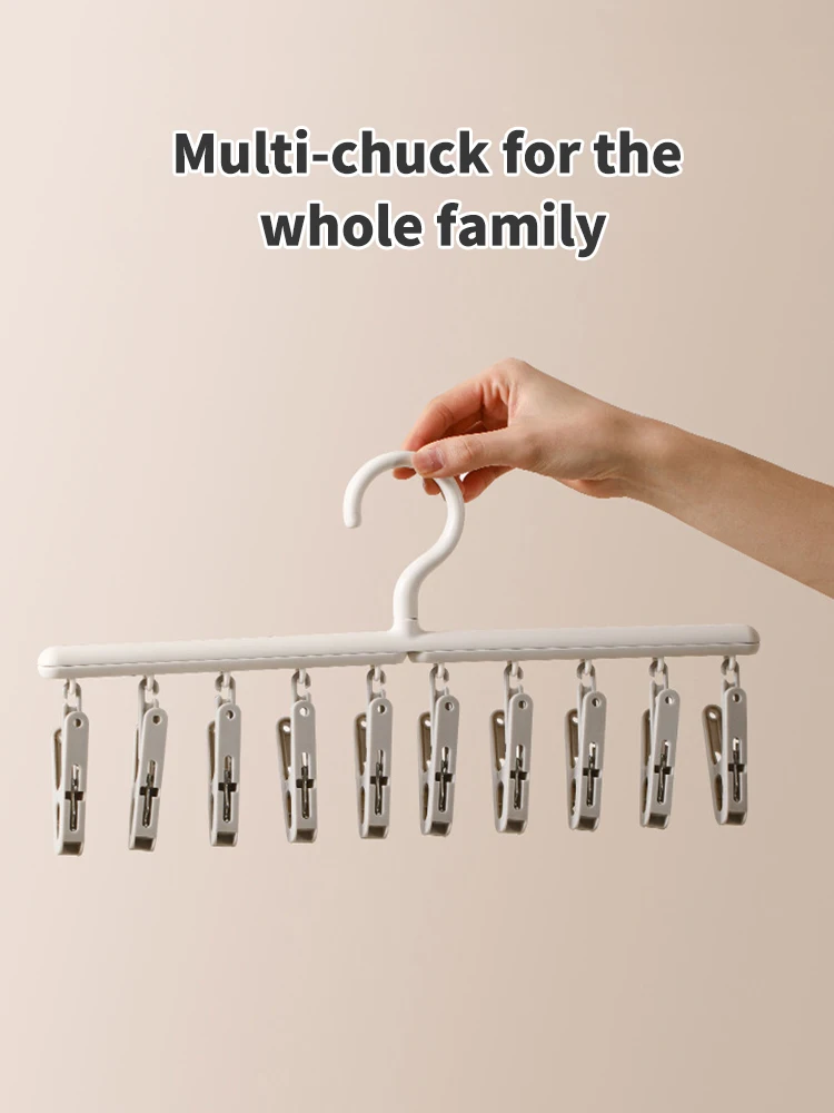 Description Picture 3 of itemSocks Drying Rack with 10 Clips, Multi-Function Dormitory Student Home Balcony Drying Clips, Underwear Drying Clips