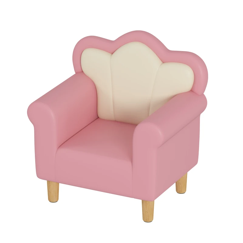 Upholstered Kids Sofa Princess Armchair Children Petal Shape Toddler Sofa Chair For Playroom Children's Bedroom Pink+white 5