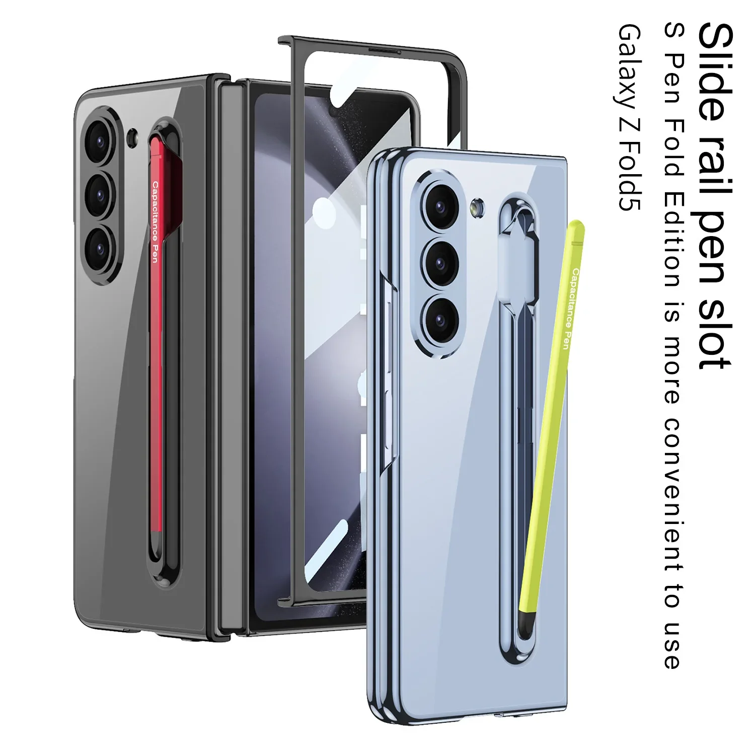 

Shockproof Phone Case For Samsung Galaxy Z Fold 5 Built-In screen protector all-inclusive electroplating hard shell With Pen