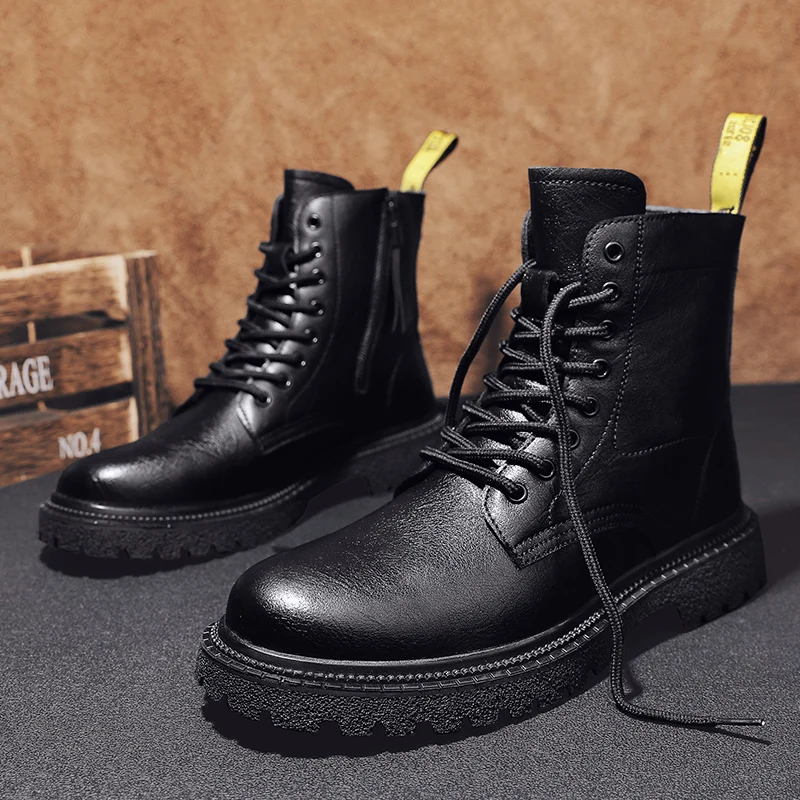 

New Women's Ankle Boots 2023 Luxury Fashion Lace-up British Style Chunky Shoes For Women Warm Genuine Leather Boots Ladies