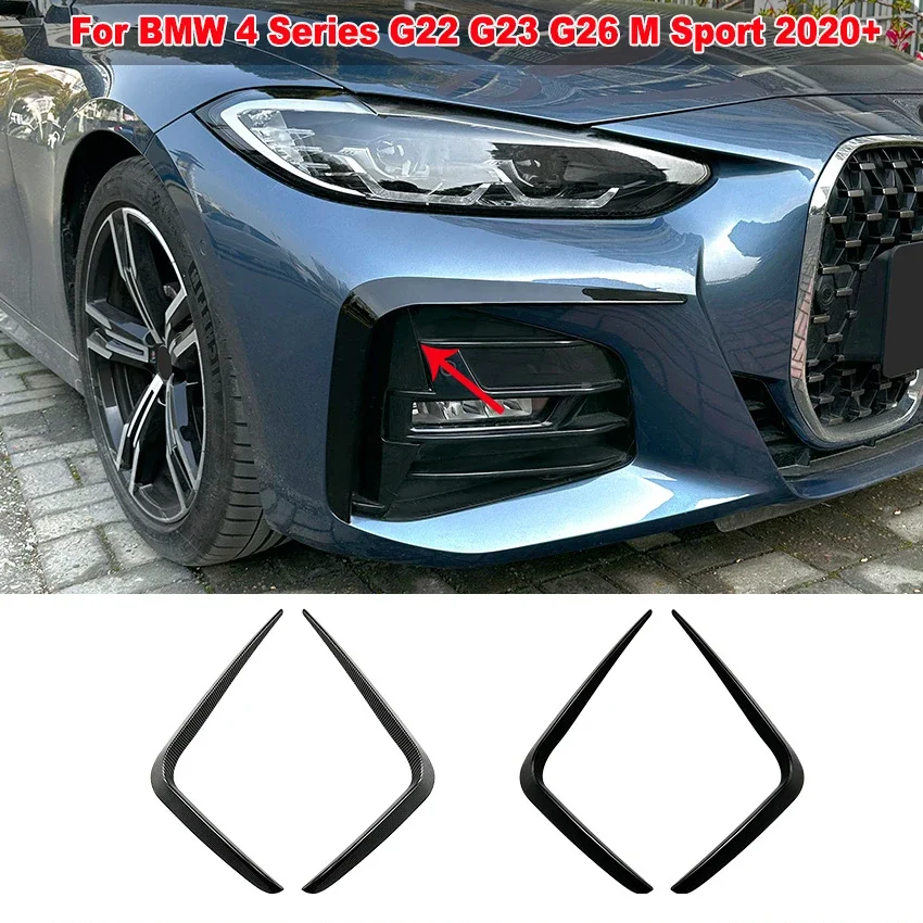 Front Fog Light Bumper Splitters Air Vent Intake Spoiler Body Kit For BMW 4 Series G22 G23 G26 M Sport 2020+ Car Accessories