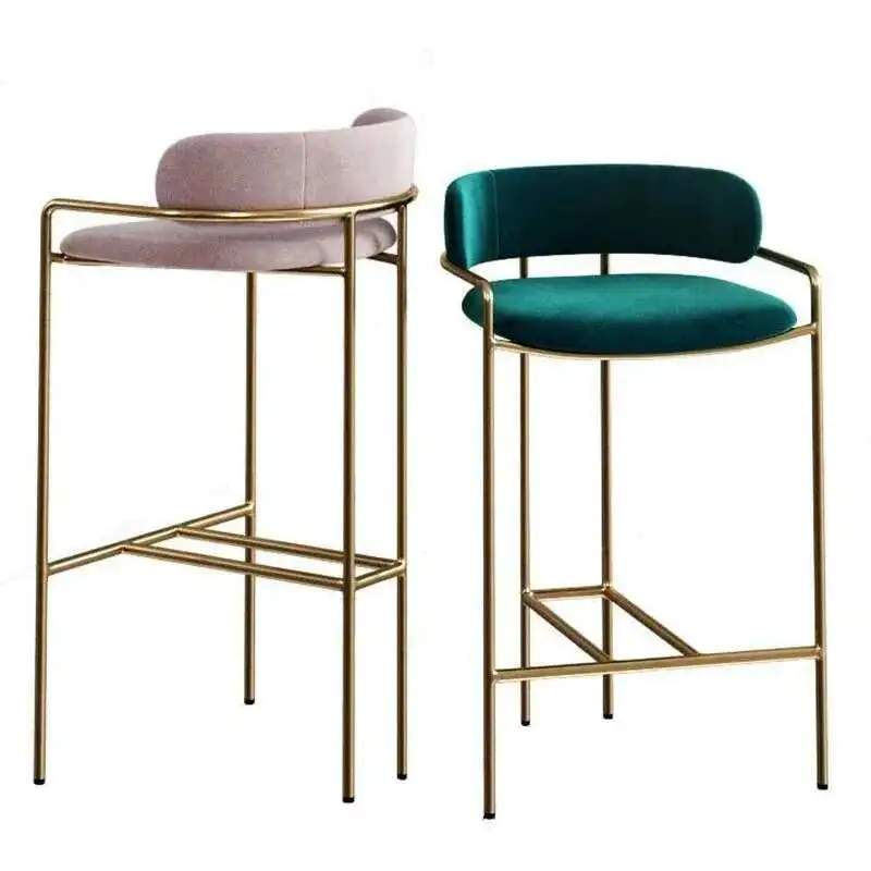 Nordic Wrought Iron Bar Chairs Kitchen Furniture Modern Minimalist High Bar Stool Creative Designer Cafe Back Armrest Chair