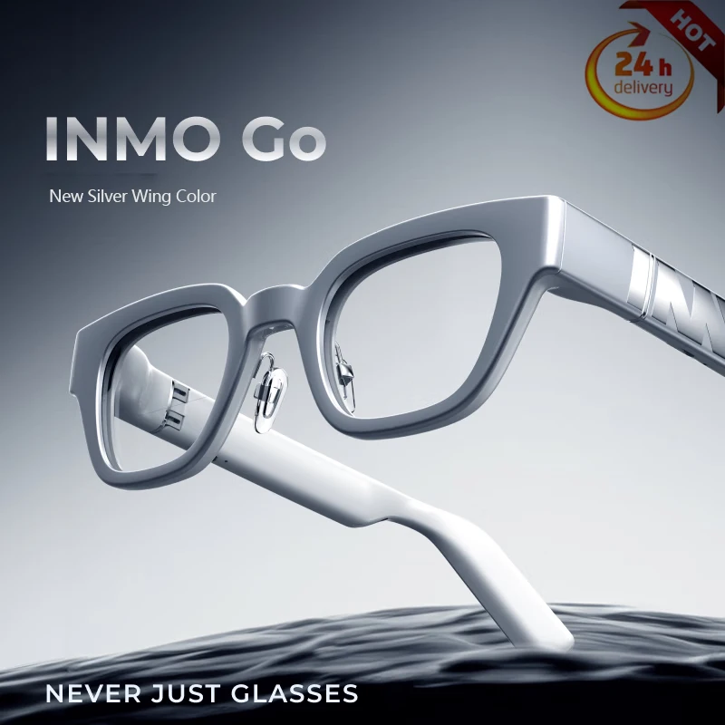 

NEW INMO Go Silvery Smart AR Glasses Real Wireless Ultra Light AI Assistant Glasses for Music/Translator/Prompter/Navigation