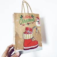12pcs Kraft Paper Christmas Bag Christmas Gift Bag with Handles 2025 Xmas Party Candy Bag Cookie Present Bag Decor 2026 New Year 4