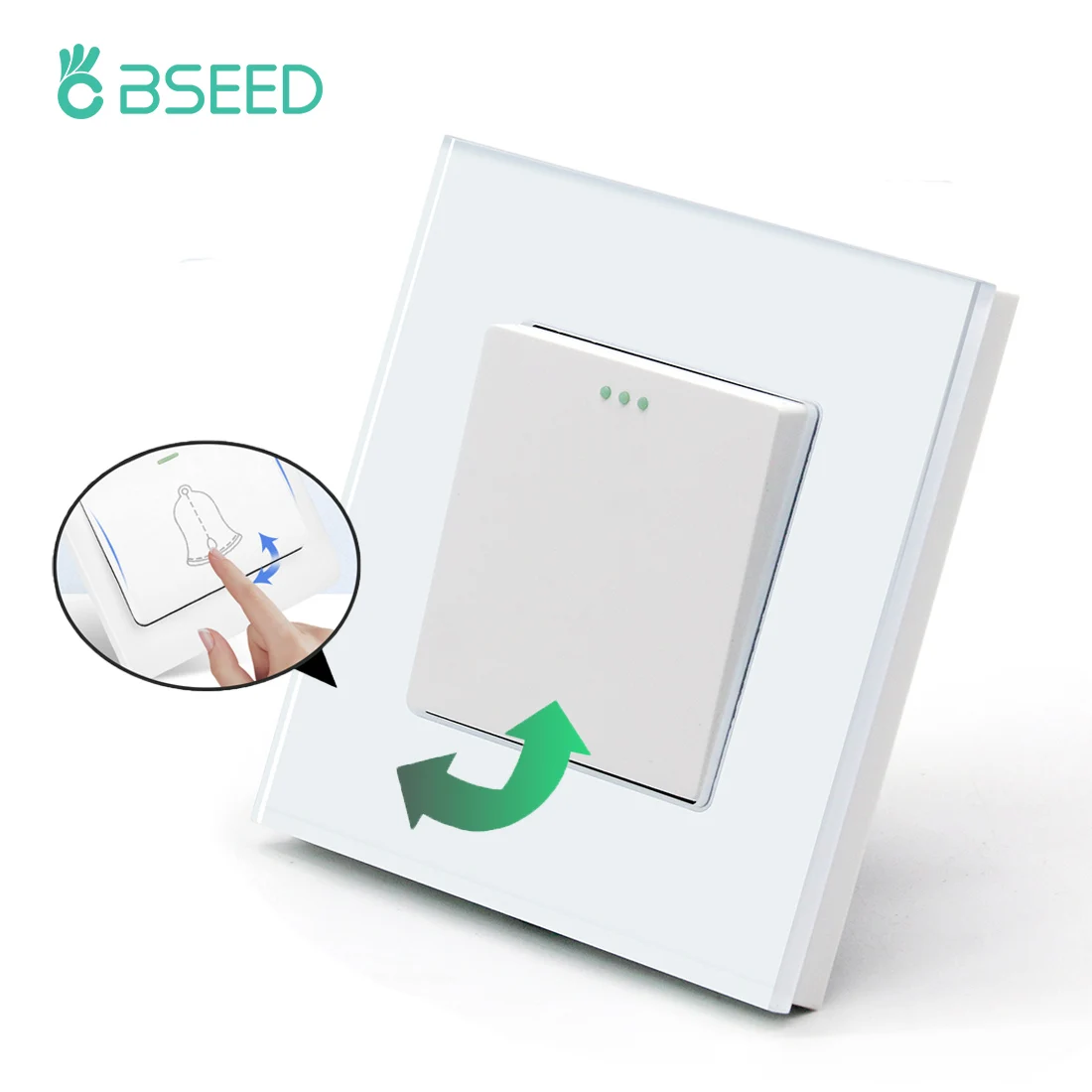Bseed-mecânica Reconjunto Switch com Painel de Vidro Cristal Interruptores de Botão Gang Gang 3gang 1way Branco Preto 250v Padrão da ue
