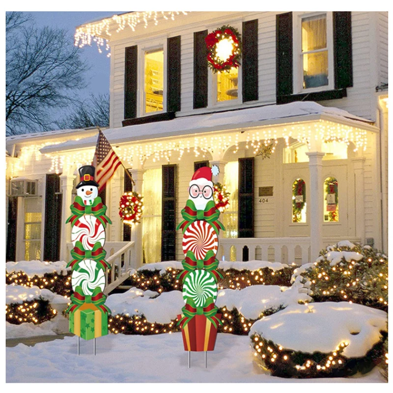Zcaukya Lot de 3 piquets de cour de Noël, bonhomme de neige, Père Noël,  pingouin, décoration en métal pour porte d'entrée, jardin, cour, pelouse,  décoration extérieure : : Terrasse et Jardin