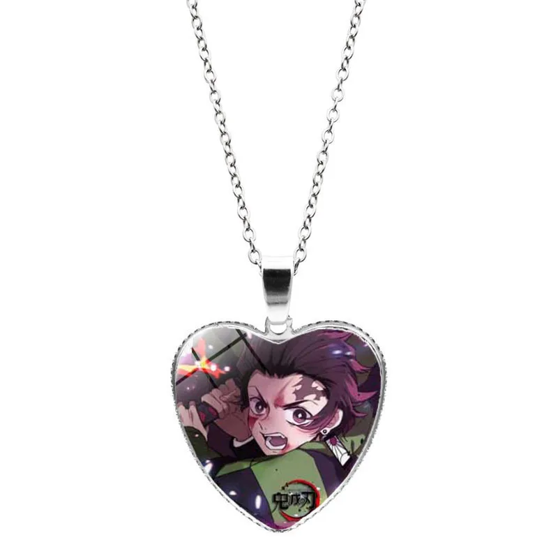 Demon Slayer Wood Necklace, Colored Pendant or Key Ring