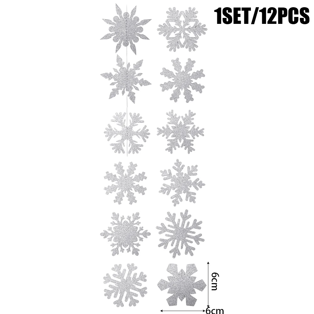 120/12 piezas de tiras de adornos de copos de nieve navideños de papel, copos de nieve blancos artificiales, decoración colgante para árbol de Navidad para guirnalda de Año Nuevo DIY