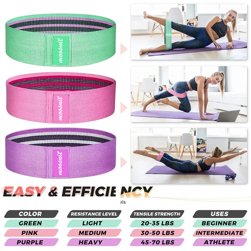 Elastic Resistance Bands-Glute & Thigh Workout Bands, Squat Stretch Loops for Yoga, Gym, Fitness