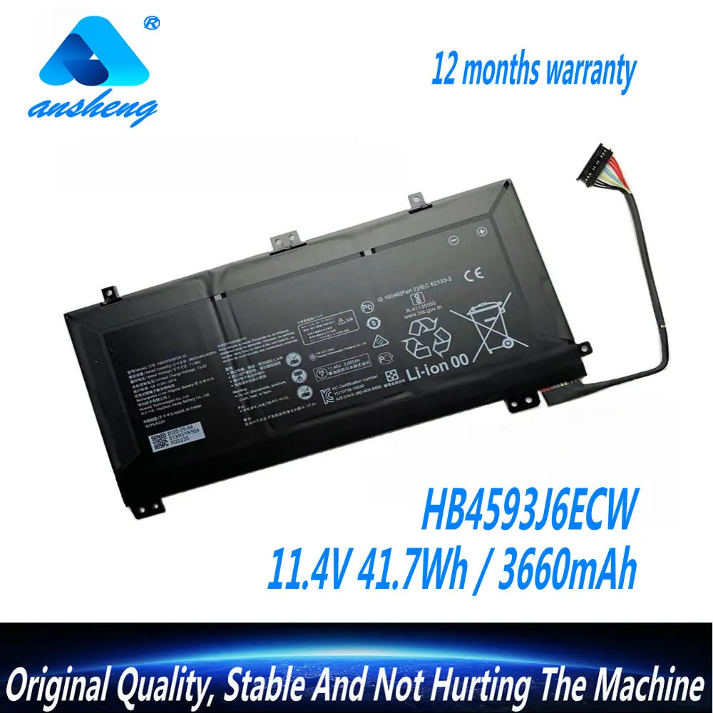 Genuine Hb4593j6ecw Laptop Bateria para Huawei Livro de Mate 13 2023 Série Wrt-w19 Wx9 W29 i7 41.7wh Hn-w19l 11.4v 3660mah