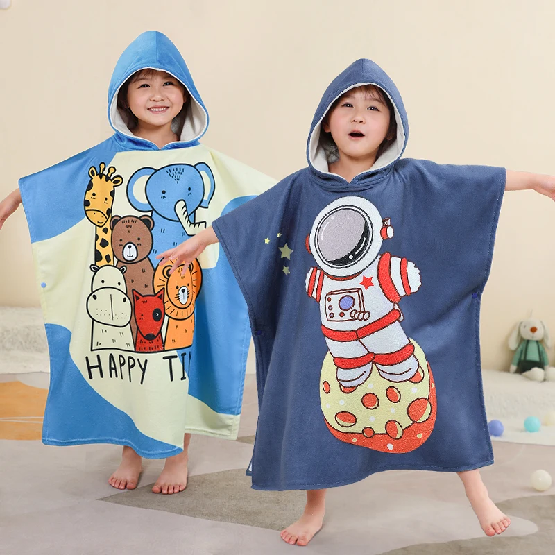 Kids Beach Poncho Towels,Absorbent Quick Dry,Children's Hooded