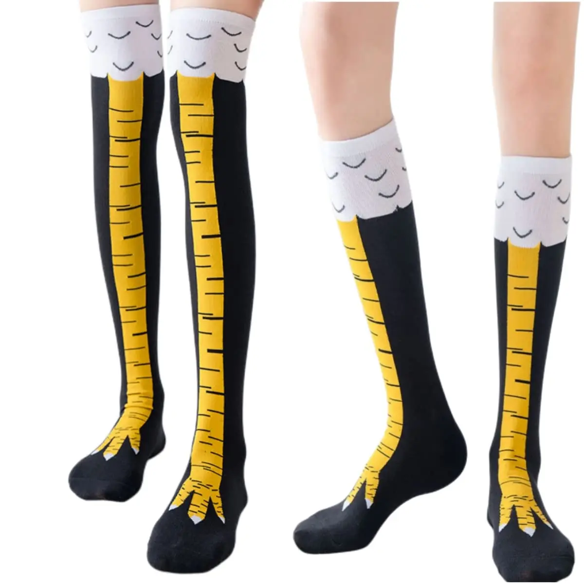 1/2 Paar Damen Kniestrümpfe, trendige Cartoon-lustige Hühnerklaue-Socken, Fitness, Sport, lässig, schlankes Bein, lange Röhrensocken für Damen
