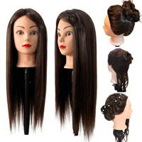 Tête de mannequin femme professionnelle de 26 pouces avec cheveux pour tresser, coiffage et pratique de conception, démonstration de coiffure 2