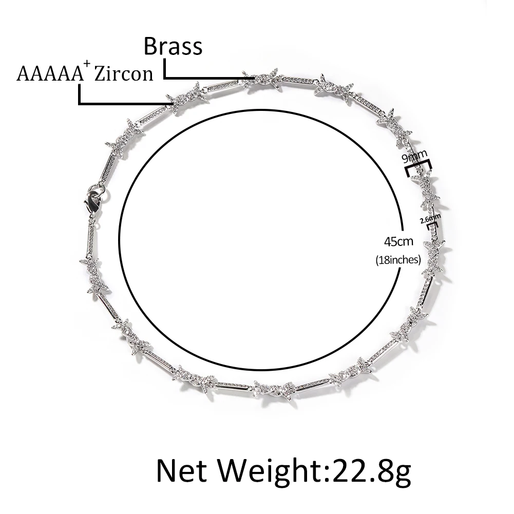 送料関税込【King Ice】10mm BARBED WIRE CHAIN ☆ 国内発送