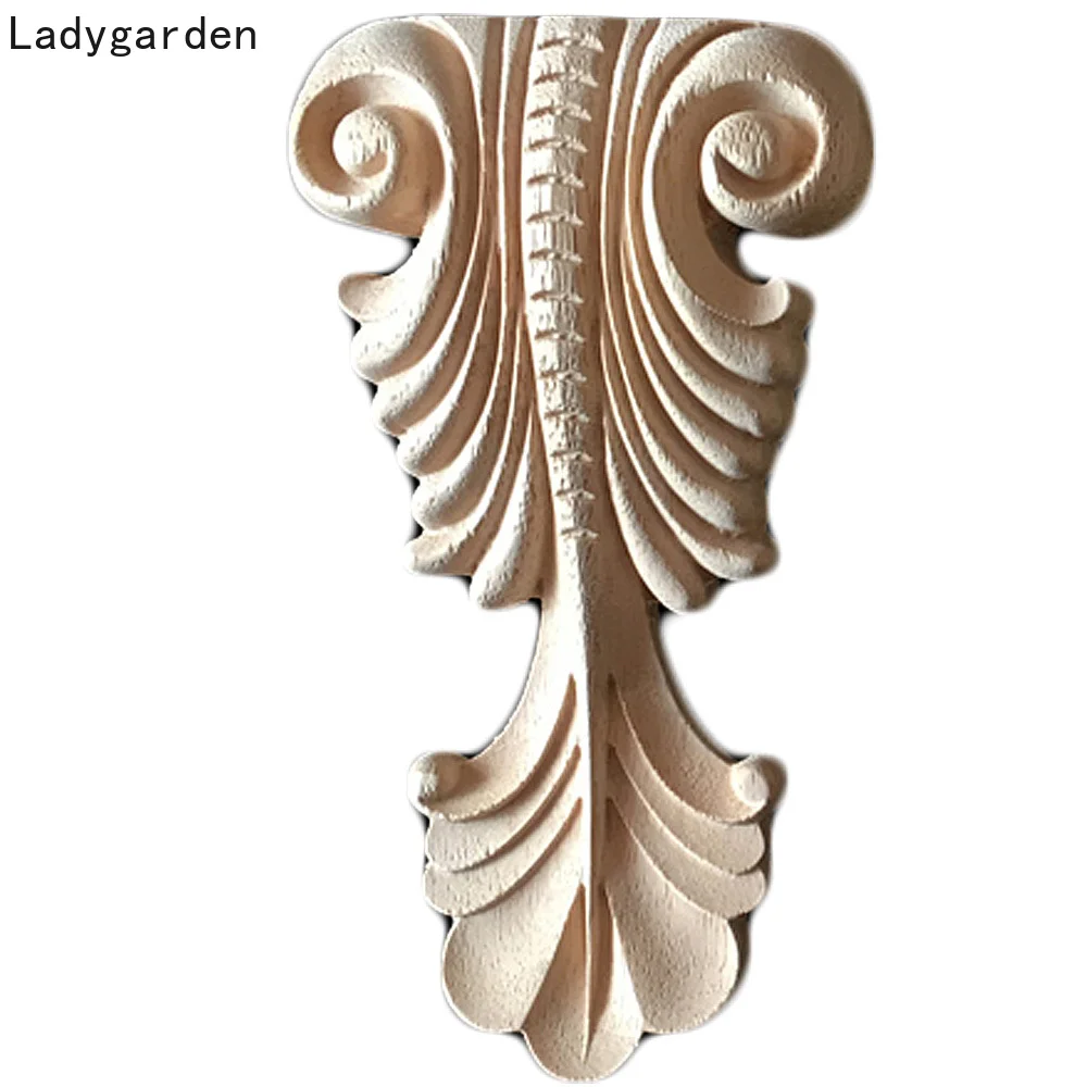 

1PC 10/15/17cm Woodcarving Corner Decal Unpainted Wood Decal Corner Onlay Applique Frame Home European 3D Rose Decor Home