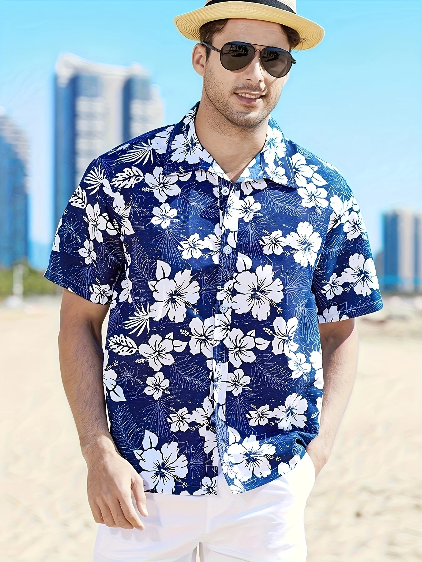 New Summer Men's Hawaiian Shirts For Beach Retro Floral Printed Short Sleeve Lapel Shirt Oversized Casual Loose Hawaii Shirt Top 2