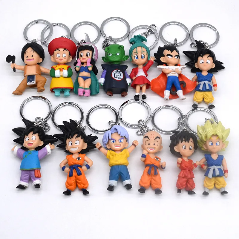 13 Pz Anime Dragon Ball Portachiavi Super Saiyan Son Goku Vegeta Kulilin Chichi Q Versione Modello Figurine Pvc Collection Toys