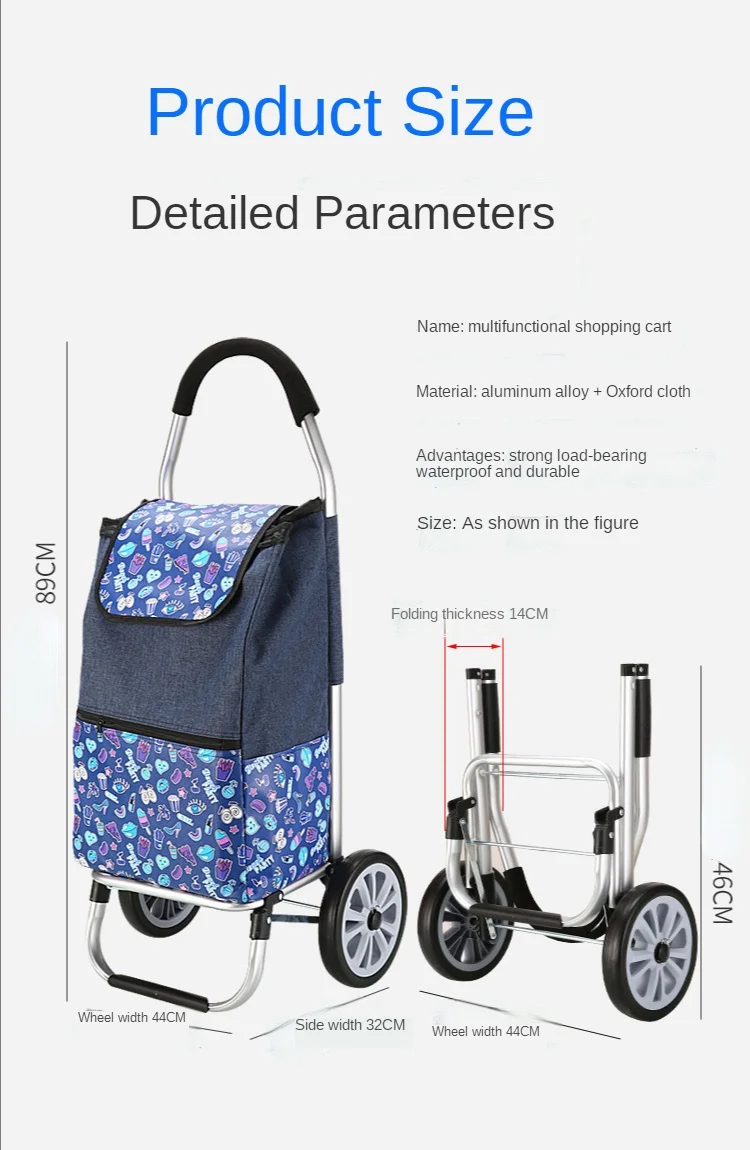 Super Light Aluminum Alloy Shopping Cart Trolley with Pull Rod