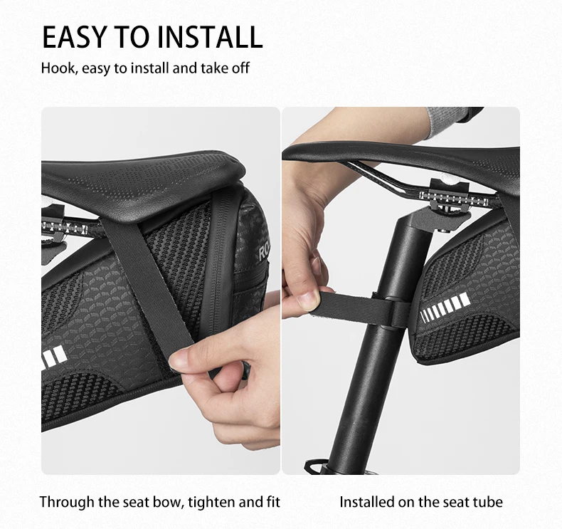 ROCKBROS Fahrrad-Satteltasche 1L Fassungsvermögen Mini-Tasche 3D-Shell stoßfeste Tasche Aufbewahrung von Fahrradartikeln Fahrrad-Sattelstützen-Tasche Fahrradzubehör – Detail 5