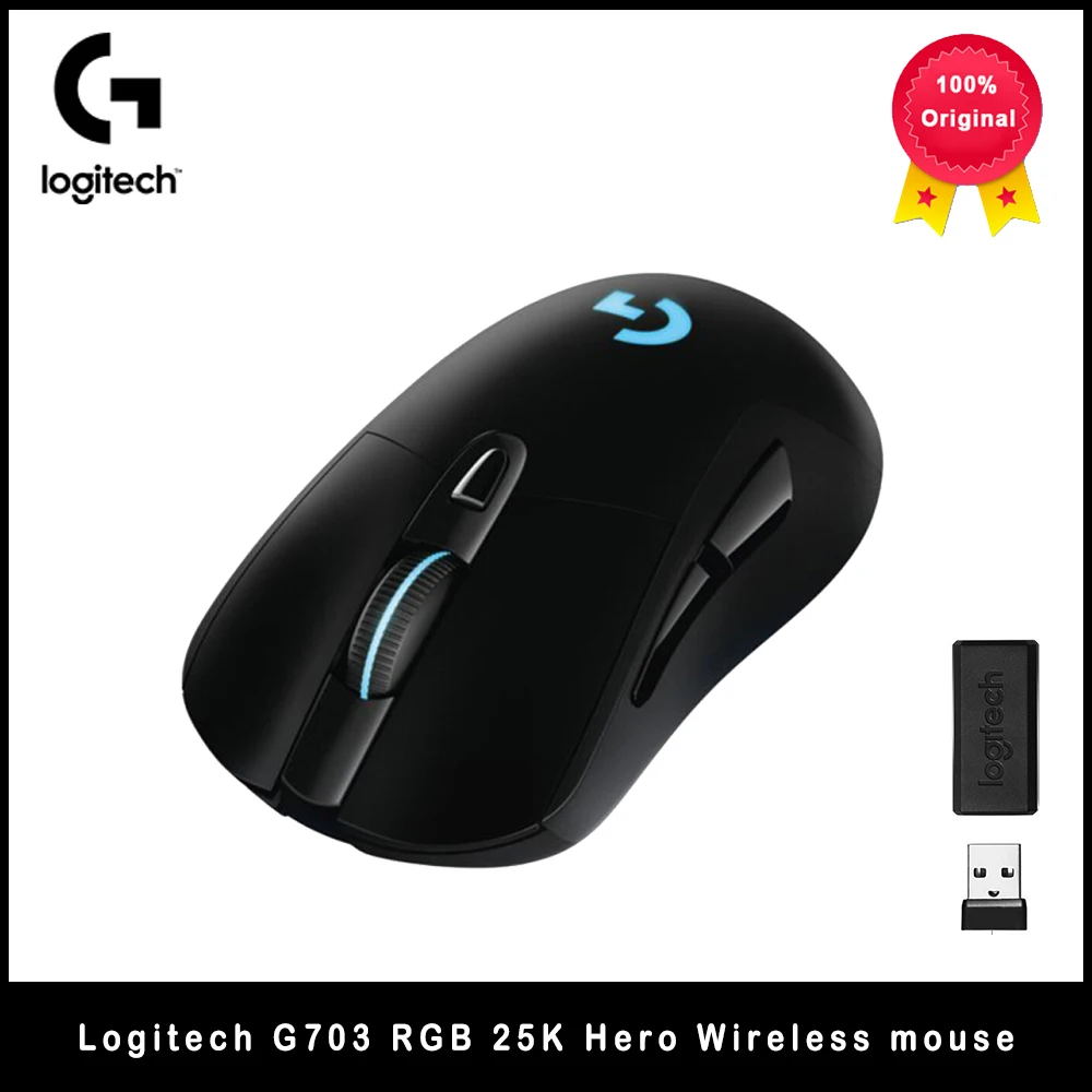 Игровая мышь Logitech G703, механическая проводная и беспроводная мышь RGB 25K hero 25600DPI с двойной зарядкой, поддержка powerplay