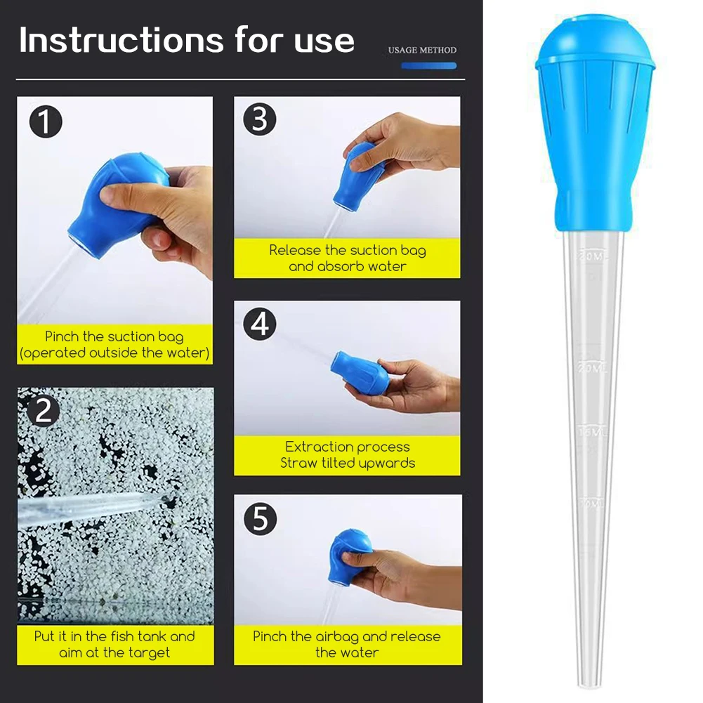 Lengthen Dropper Aquarium Vacuum Gravels Cleaner Manual Fish Tank Cleaner Water Changer Multipurpose Aquarium Cleaning Tool