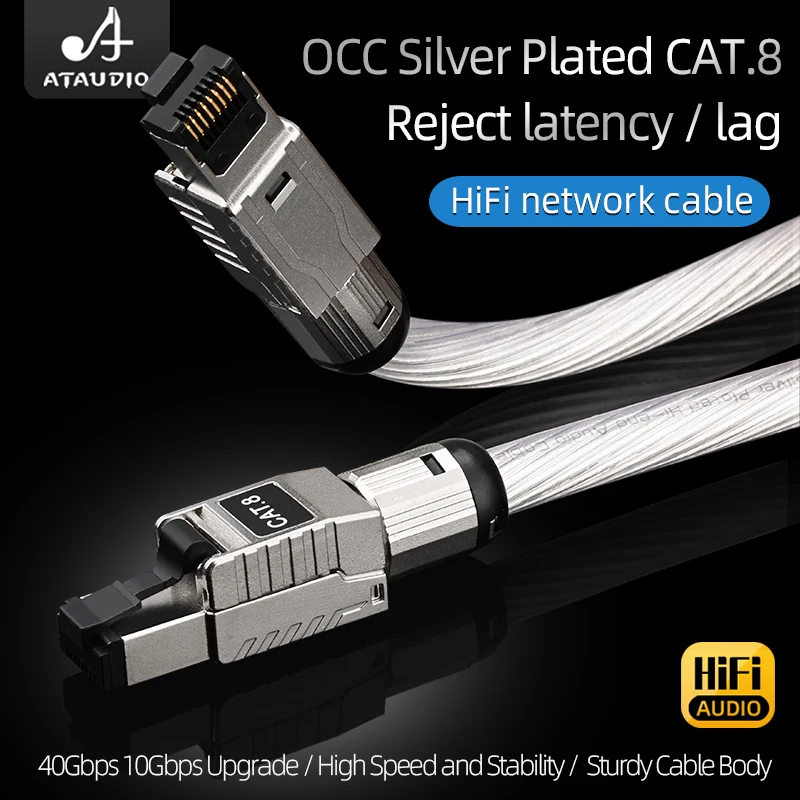 Hiend OCC Silver Plated HiFi Audio Cable Highspeed Cat.8