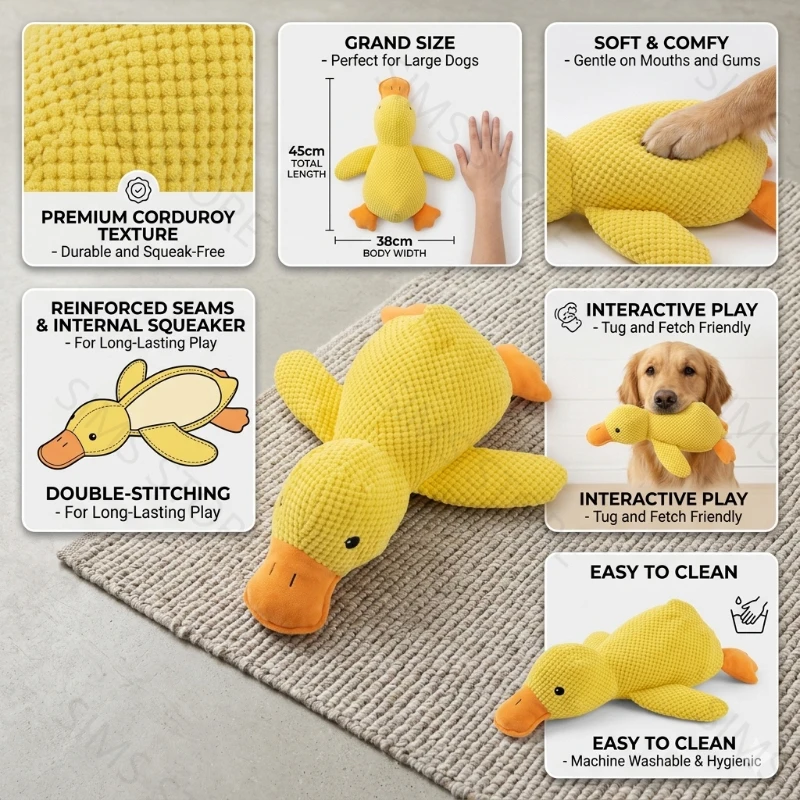 Duck Plush Dog Toy 6