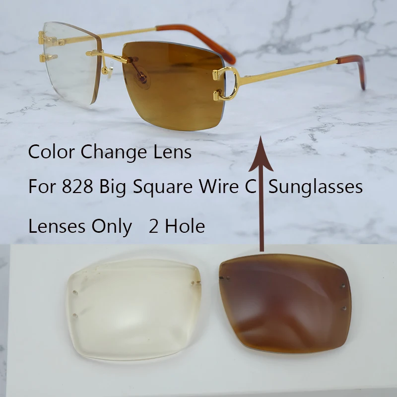 

Photochromic Lenses Two Colors Lenses 4 Season Interchangble Lens Color Change Big Square Lens For Carter 828 Wire C Glasses