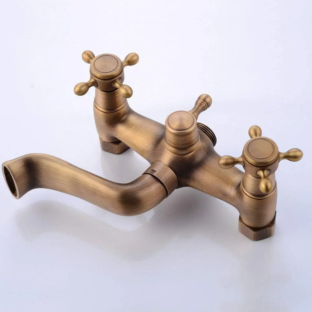 Retro-Duschset, Duschsystem aus antikem Messing mit höhenverstellbarer Handbrause, Duschkopf und Duscharmatur – Detail 8