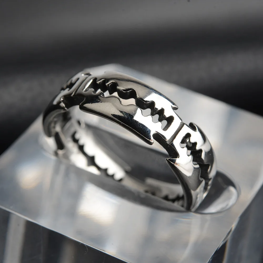 YILUOCD Stainless Steel Hip Hop Ring with Blade Punk Rock Rings for Men Couple Jewelry Party