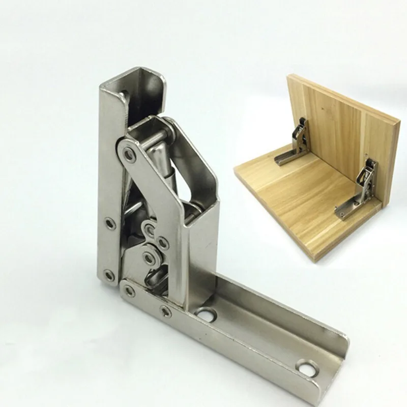 Heavy Duty 90 Degree Folding Hinge Concealed Bracket for Cabinet Door/Shelf/Table Adjustable Mounting Hardware Furniture Parts