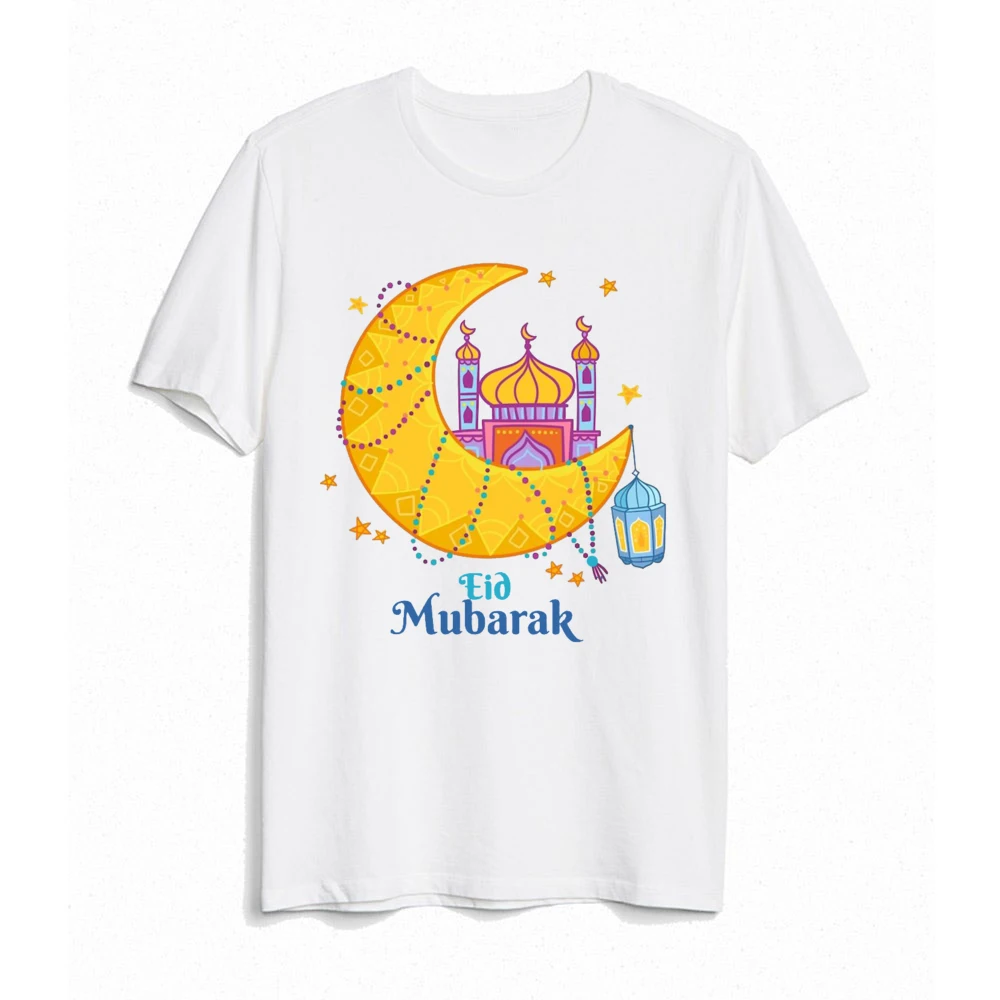 Eid Mubarak Moon Print Family Matching Shirts Eid Ramadan Dad Mom Kids Baby Outfit Islamic Muslim Infant Holiday Family T-shirt 4